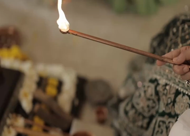 A Slow Motion Shot of an Indian Wedding where rituals are being performed in India