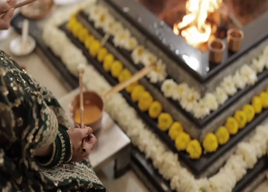 A Slow Motion Shot of an Indian Wedding where rituals are being performed in India