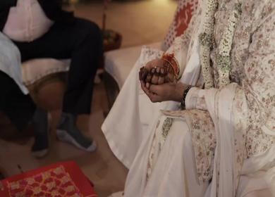 A Slow Motion Shot of an Indian Wedding where rituals are being performed in India
