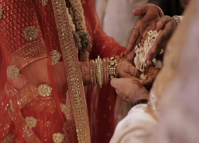 A Slow Motion Shot of an Indian Wedding where rituals are being performed in India
