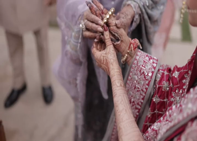A Slow Motion Shot of an Indian Wedding where rituals are being performed in India