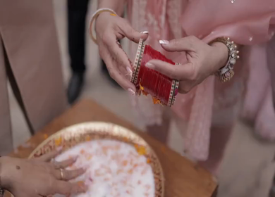 A Slow Motion Shot of an Indian Wedding where rituals are being performed in India