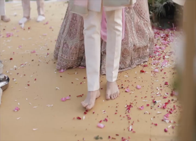 A Slow Motion Shot of an Indian Wedding where rituals are being performed in India