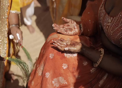A Slow Motion Shot of an Indian Wedding where rituals are being performed in India