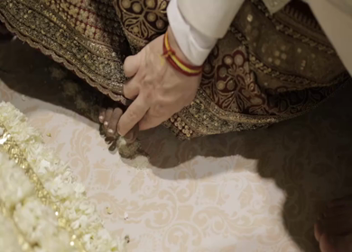 A Slow Motion Shot of an Indian Wedding where rituals are being performed in India