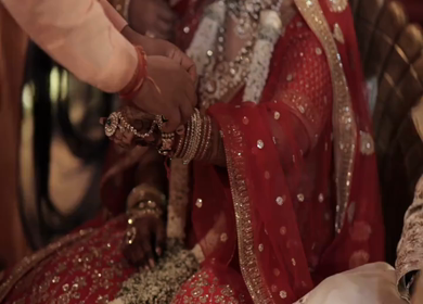A Slow Motion Shot of an Indian Wedding where rituals are being performed in India