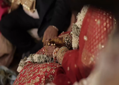 A Slow Motion Shot of an Indian Wedding where rituals are being performed in India