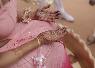 A Slow Motion Shot of an Indian Wedding where rituals are being performed in India