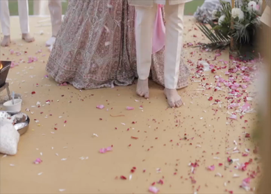 A Slow Motion Shot of an Indian Wedding where rituals are being performed in India