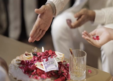 A Slow Motion Shot of an Indian Wedding where rituals are being performed in India