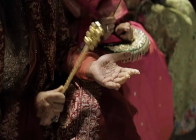 A Slow Motion Shot of an Indian Wedding where rituals are being performed in India