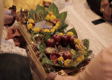 A Slow Motion Shot of an Indian Wedding where rituals are being performed in India