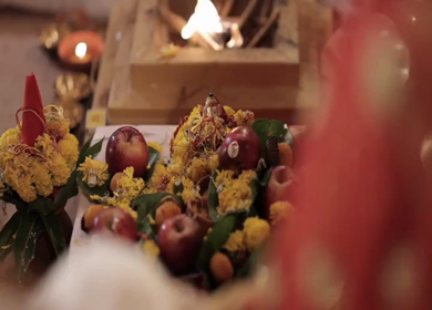A Slow Motion Shot of an Indian Wedding where rituals are being performed in India