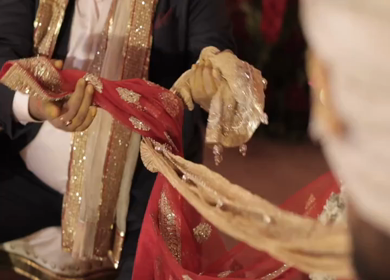 A Slow Motion Shot of an Indian Wedding where rituals are being performed in India