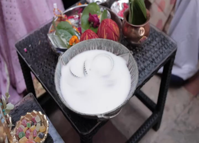 A Slow Motion Shot of an Indian Wedding where rituals are being performed in India