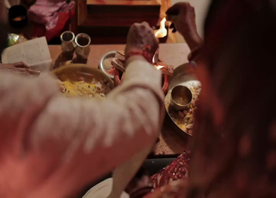 A Slow Motion Shot of an Indian Wedding where rituals are being performed in India