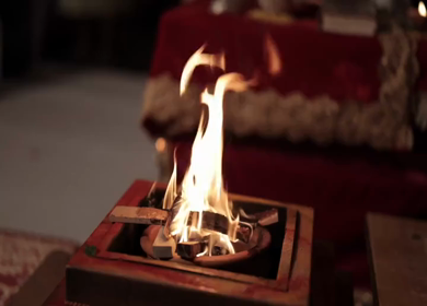 A Slow Motion Shot of an Indian Wedding where rituals are being performed in India