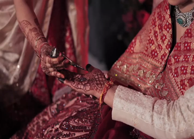 A Slow Motion Shot of an Indian Wedding where rituals are being performed in India