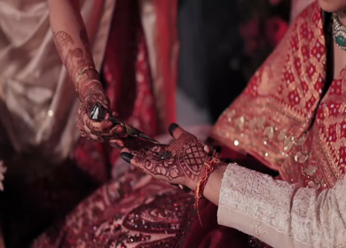 A Slow Motion Shot of an Indian Wedding where rituals are being performed in India