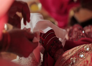 A Slow Motion Shot of an Indian Wedding where rituals are being performed in India