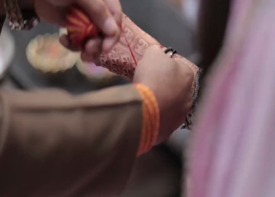 A Slow Motion Shot of an Indian Wedding where rituals are being performed in India