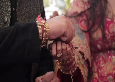 A Slow Motion Shot of an Indian Wedding where rituals are being performed in India