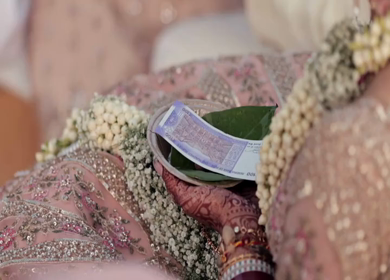 A Slow Motion Shot of an Indian Wedding where rituals are being performed in India