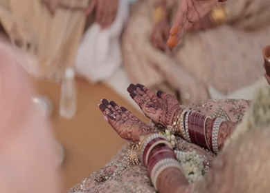 A Slow Motion Shot of an Indian Wedding where rituals are being performed in India
