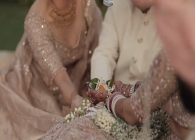 A Slow Motion Shot of an Indian Wedding where rituals are being performed in India