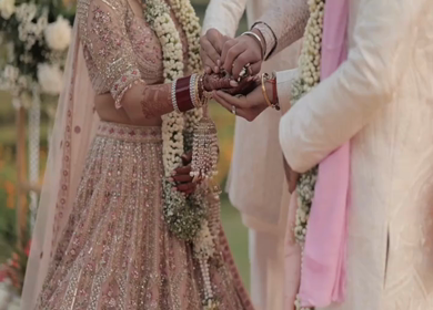 A Slow Motion Shot of an Indian Wedding where rituals are being performed in India