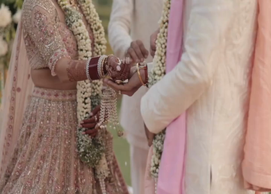 A Slow Motion Shot of an Indian Wedding where rituals are being performed in India