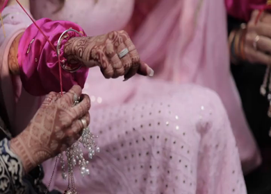 A Slow Motion Shot of an Indian Wedding where rituals are being performed in India