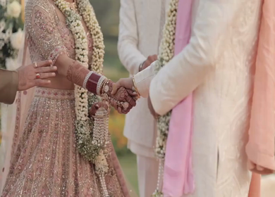 A Slow Motion Shot of an Indian Wedding where rituals are being performed in India