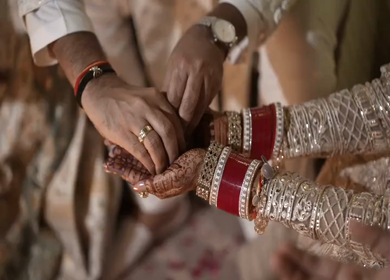 A Slow Motion Shot of an Indian Wedding where rituals are being performed in India