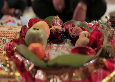 A Slow Motion Shot of an Indian Wedding where rituals are being performed in India