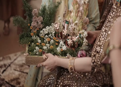 A Slow Motion Shot of an Indian Wedding where rituals are being performed in India