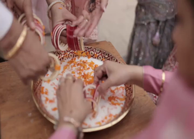 A Slow Motion Shot of an Indian Wedding where rituals are being performed in India