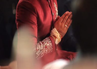 A shot of an Indian Wedding where rituals are being performed at New Delhi, India