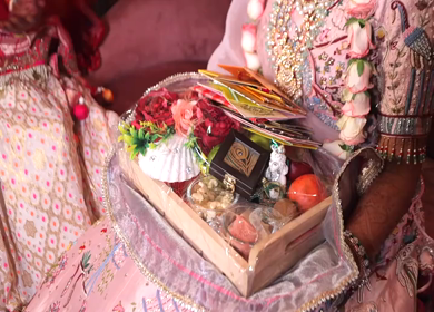 A shot of an Indian Wedding where rituals are being performed at New Delhi, India