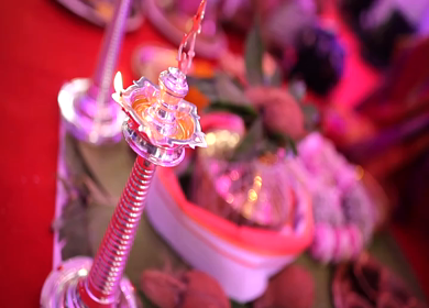 A shot of an Indian Wedding where rituals are being performed at New Delhi, India
