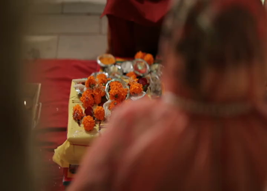 A shot of an Indian Wedding, where rituals are being performed in India