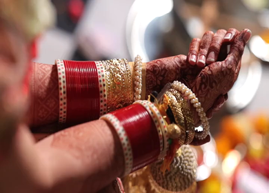 A shot of an Indian Wedding where rituals are being performed at New Delhi, India