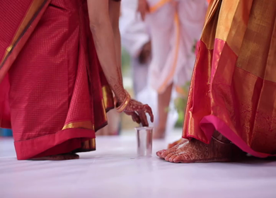 A Slow Motion Shot of Rituals being done with an Indian Bride at her Indian Wedding in India