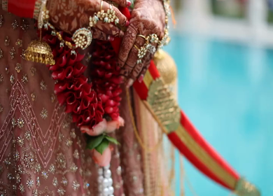 A Slow Motion Shot of Rituals being done with an Indian Couple at their Indian Wedding 