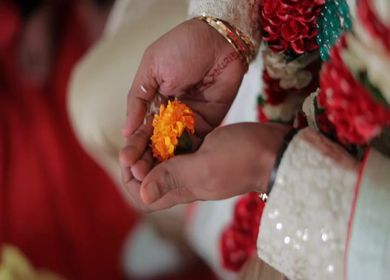 A Slow Motion Shot of Rituals being done with an Indian Couple at their Indian Wedding 