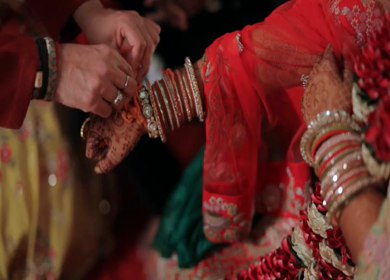 A Slow Motion Shot of Rituals being done with an Indian Couple at their Indian Wedding 