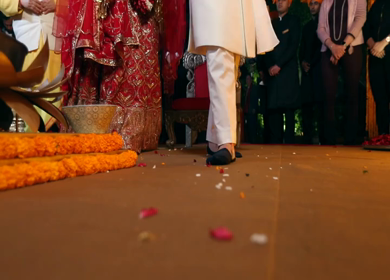 A Slow Motion Shot of Rituals being done with an Indian Couple at their Indian Wedding