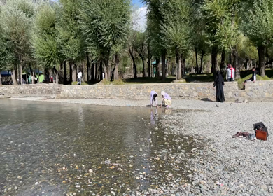 Kashmir, India - 3rd October 2022: A Shot of People Enjoying at Betaab Valley in Pahalgam,Kashmir, India           