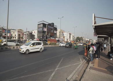 4th April 2021: A shot of traffic movement at South Extension Market in New Delhi,India