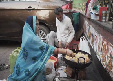 4th April 2021: Shot of people enjoying street food during COVID-19 at New Delhi in India